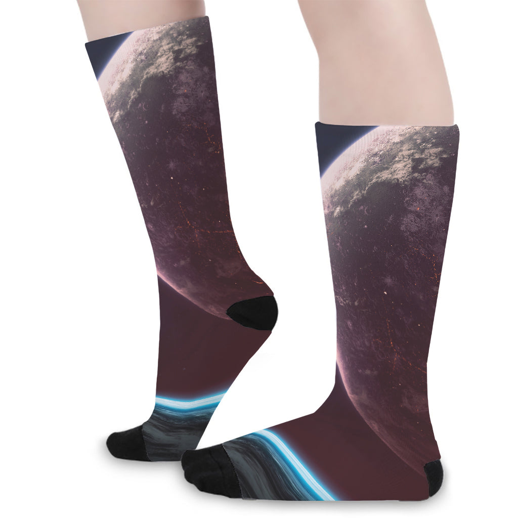 Cosmic Space Print Long Socks