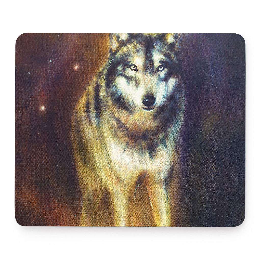 Cosmic Wolf Portrait Print Mouse Pad