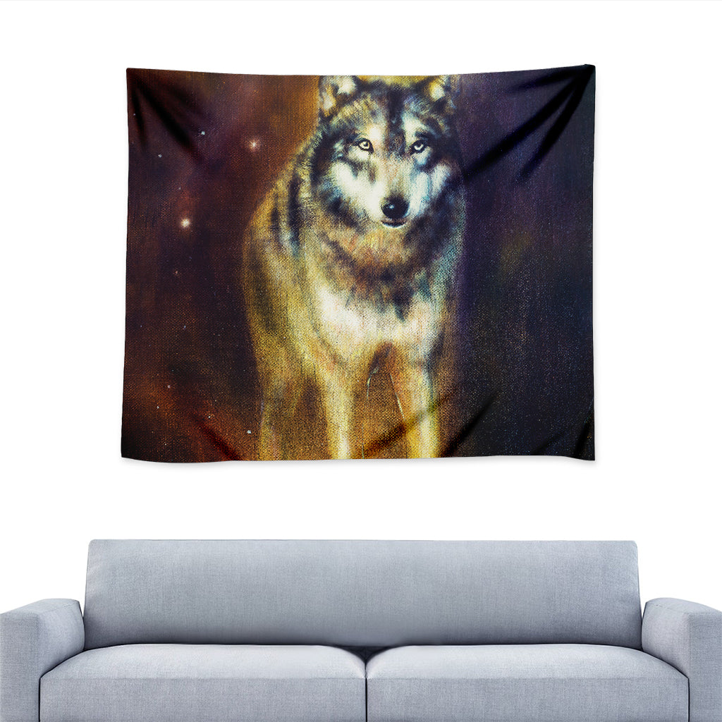 Cosmic Wolf Portrait Print Tapestry