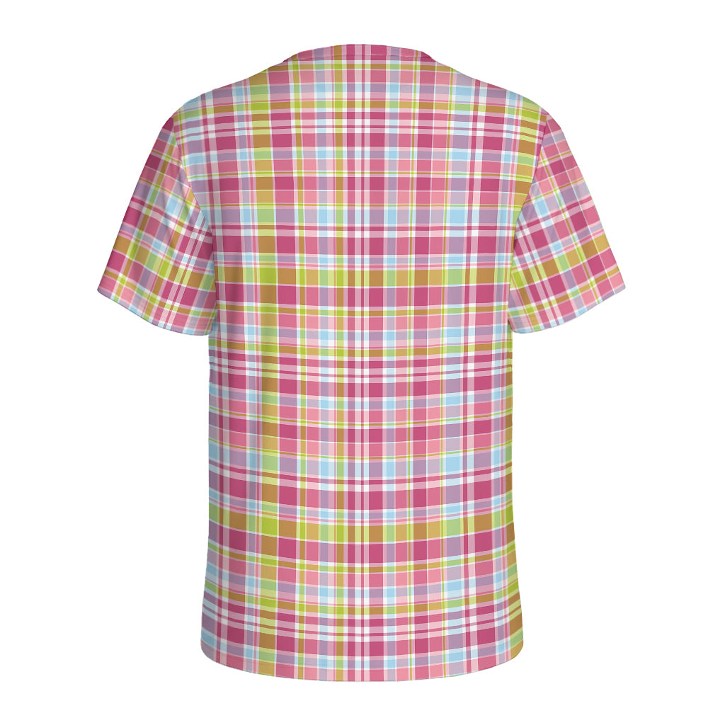 Cotton Candy Pastel Plaid Pattern Print Men's Sports T-Shirt