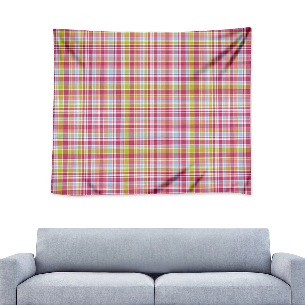 Cotton Candy Pastel Plaid Pattern Print Tapestry