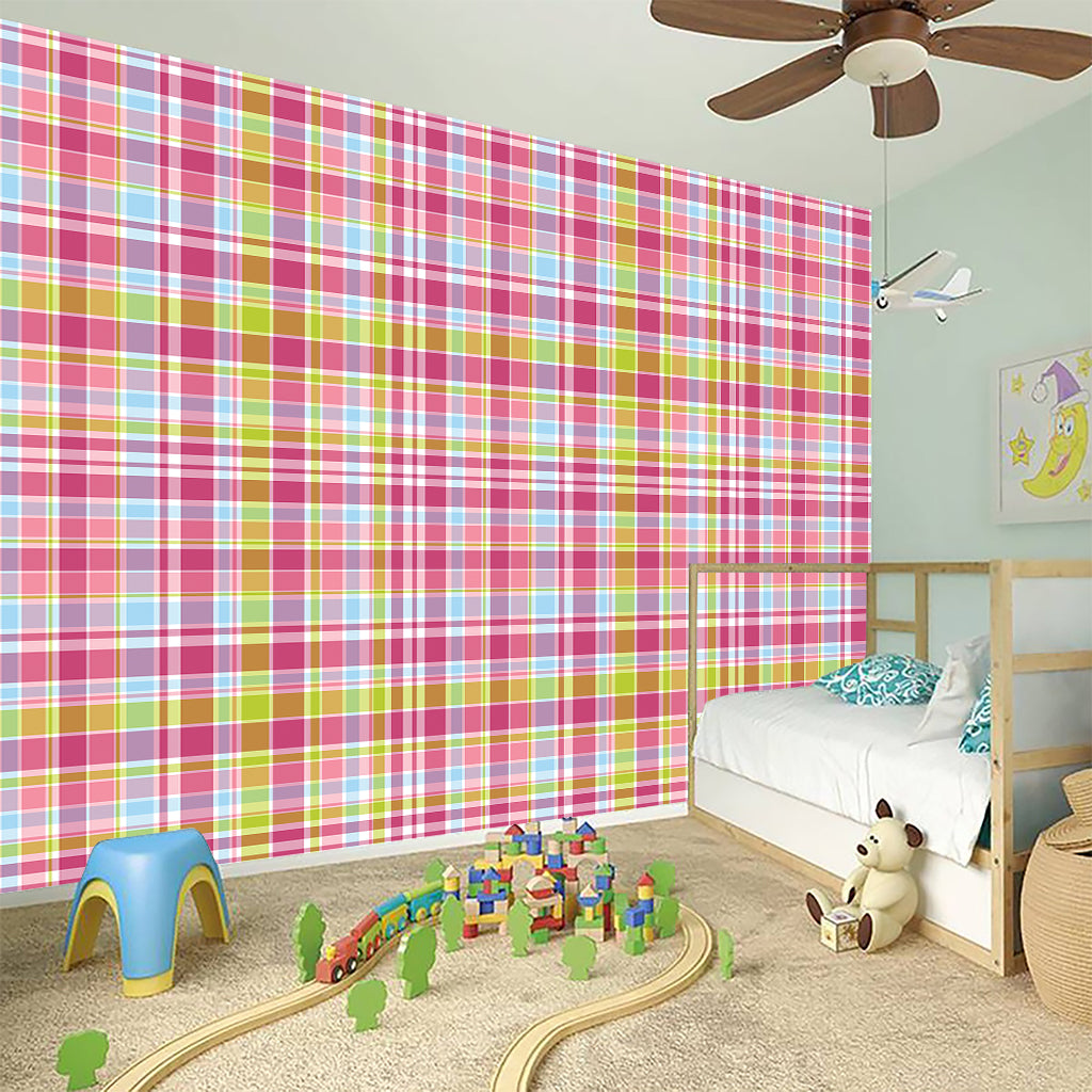 Cotton Candy Pastel Plaid Pattern Print Wall Sticker