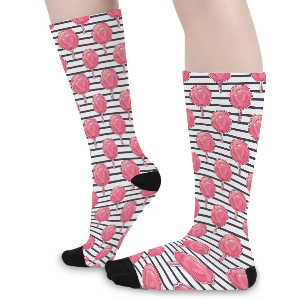 Cotton Candy Striped Pattern Print Long Socks