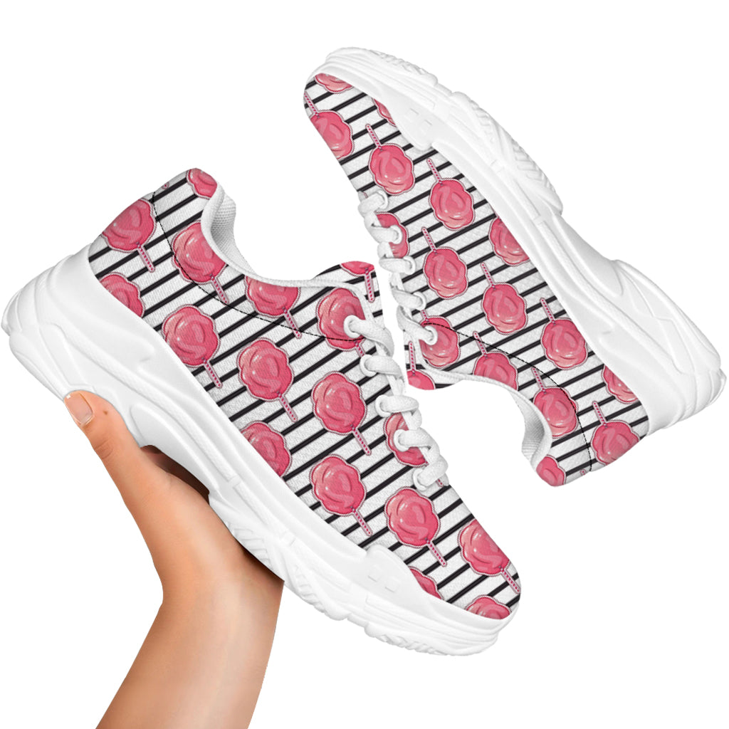 Cotton Candy Striped Pattern Print White Chunky Shoes