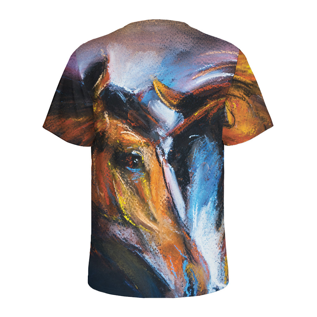 Couple Horses Painting Print Men's Sports T-Shirt