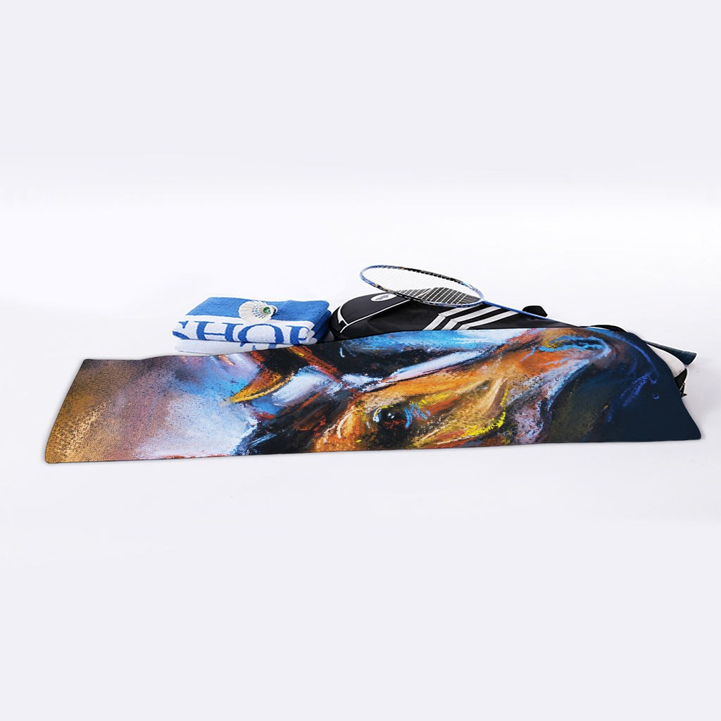 Couple Horses Painting Print Sports Towel