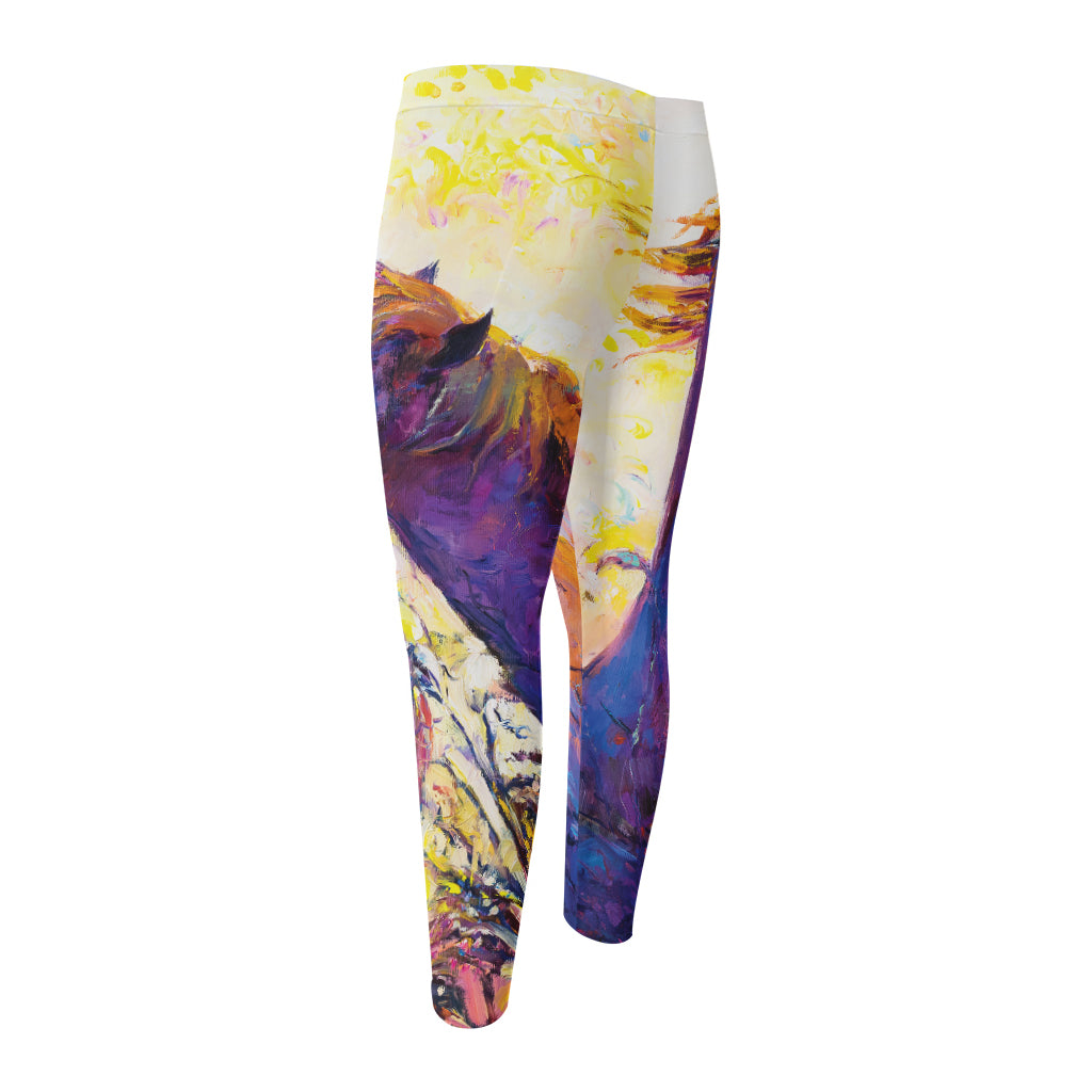 Couple Horses Portrait Print Men's Compression Pants