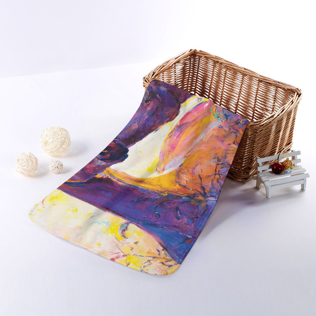 Couple Horses Portrait Print Towel