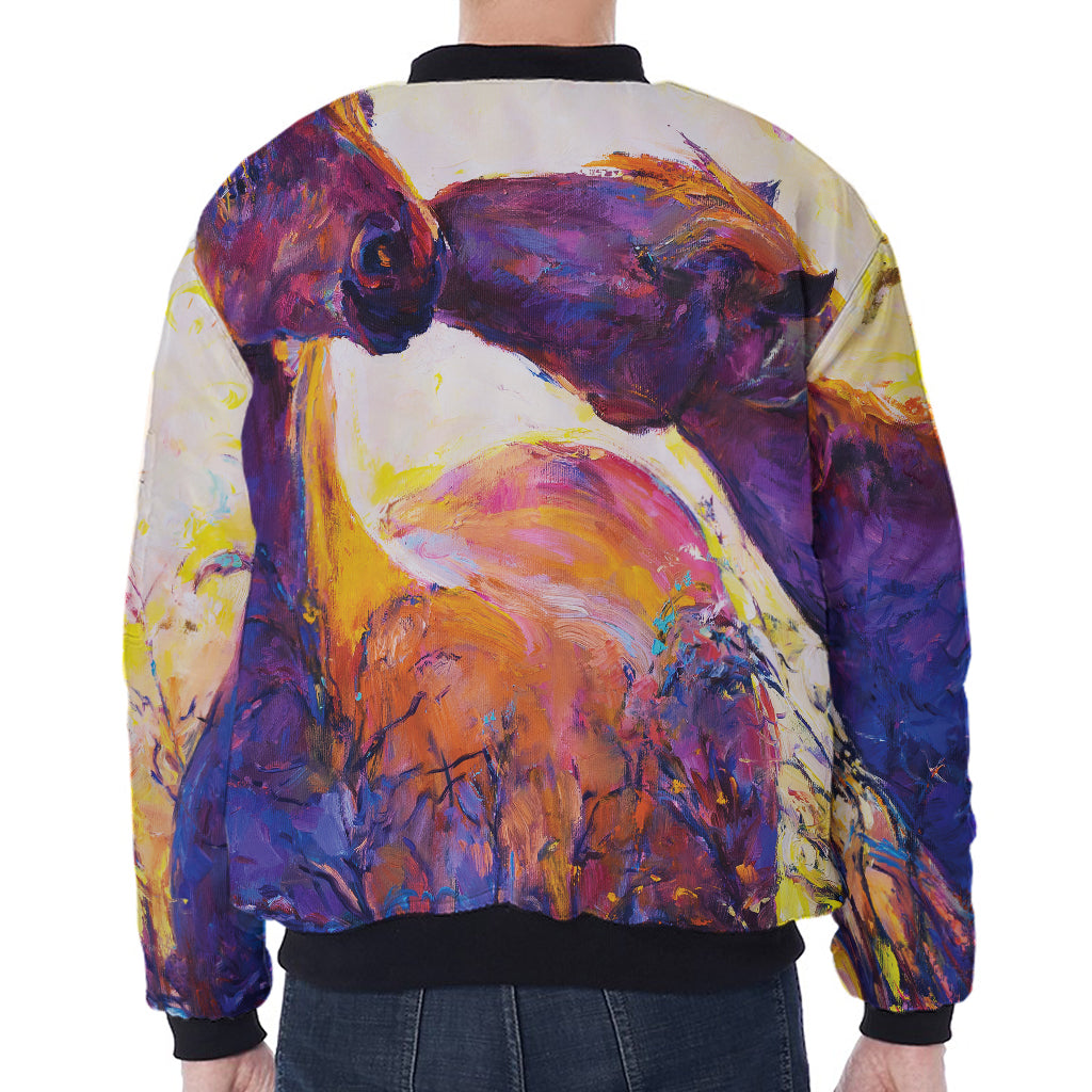 Couple Horses Portrait Print Zip Sleeve Bomber Jacket