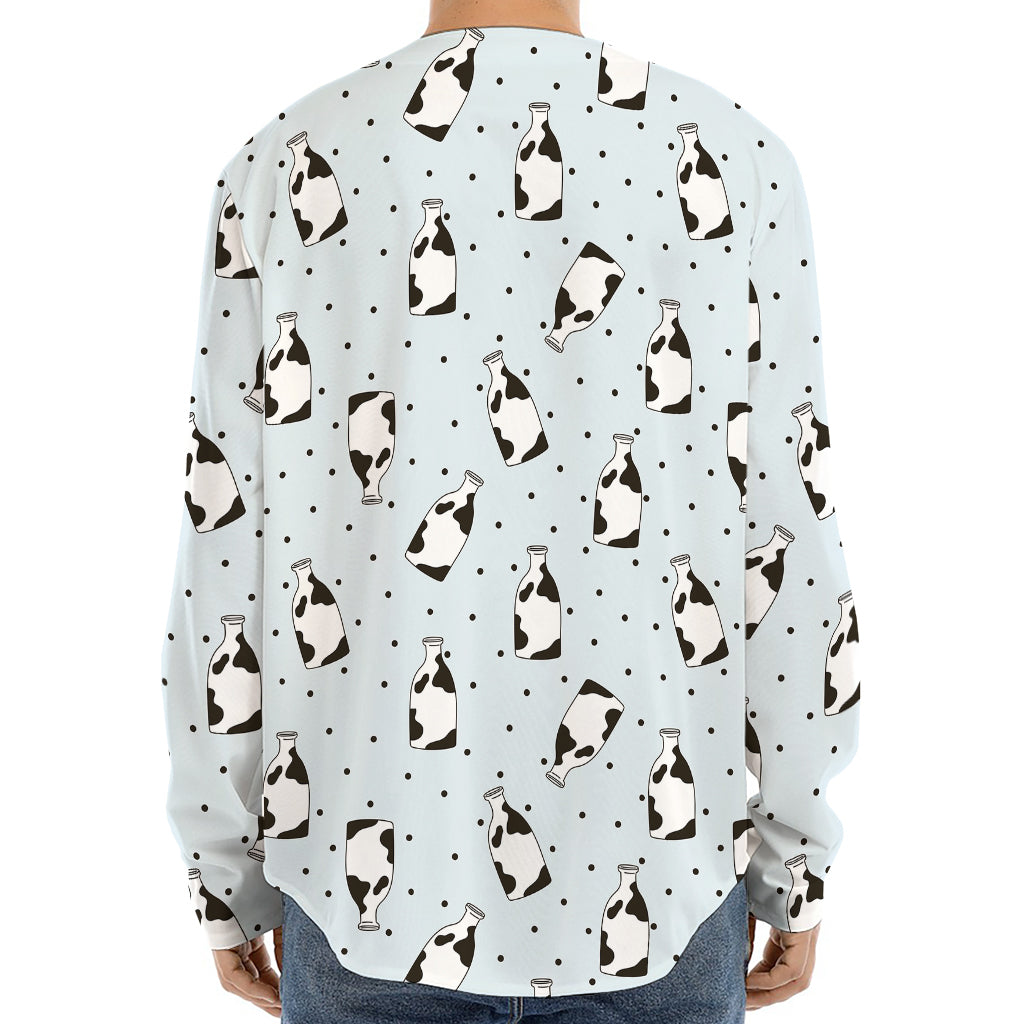 Cow Milk Bottle Pattern Print Long Sleeve Baseball Jersey