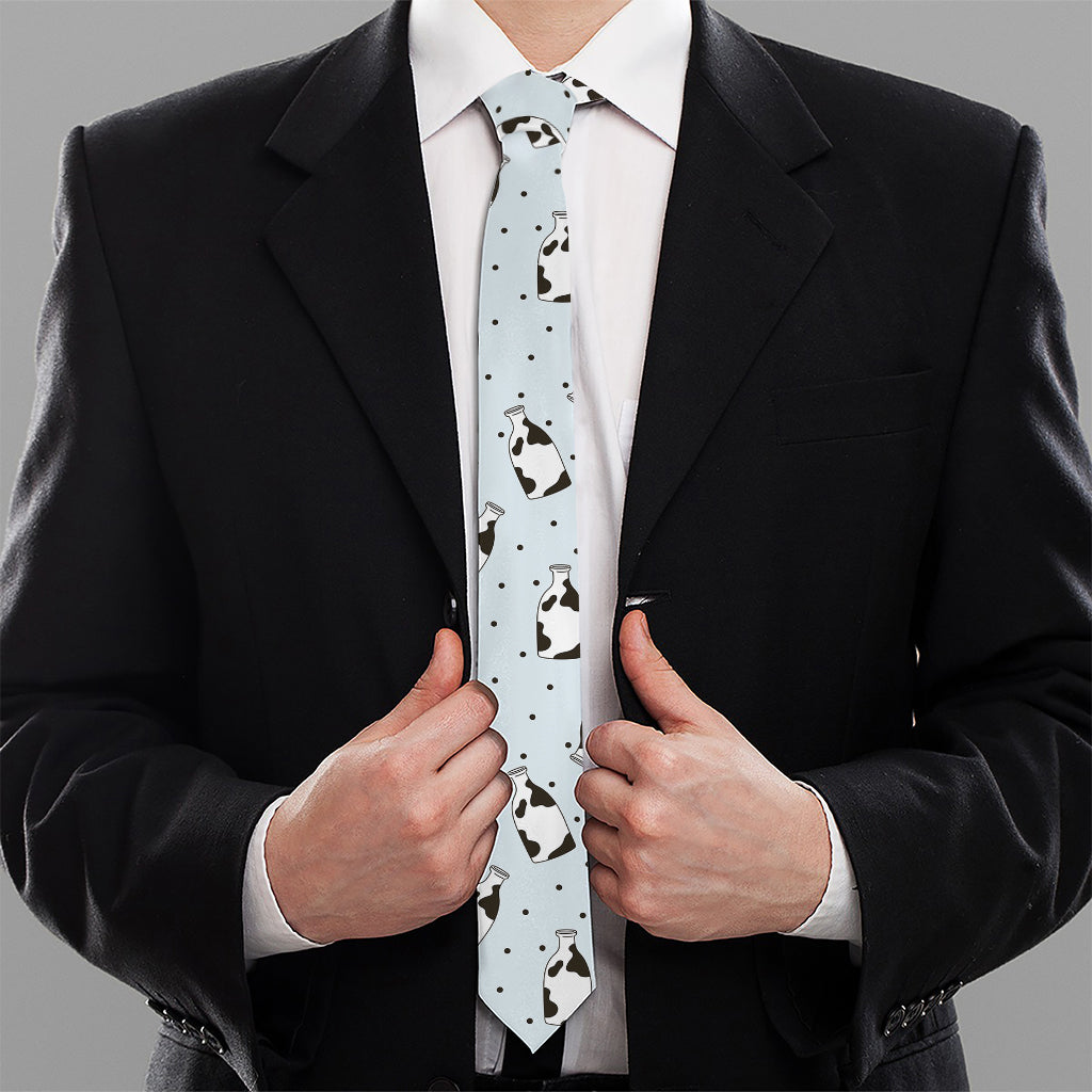 Cow Milk Bottle Pattern Print Necktie