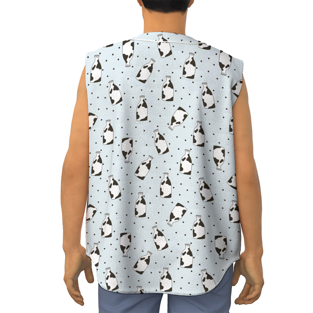 Cow Milk Bottle Pattern Print Sleeveless Baseball Jersey