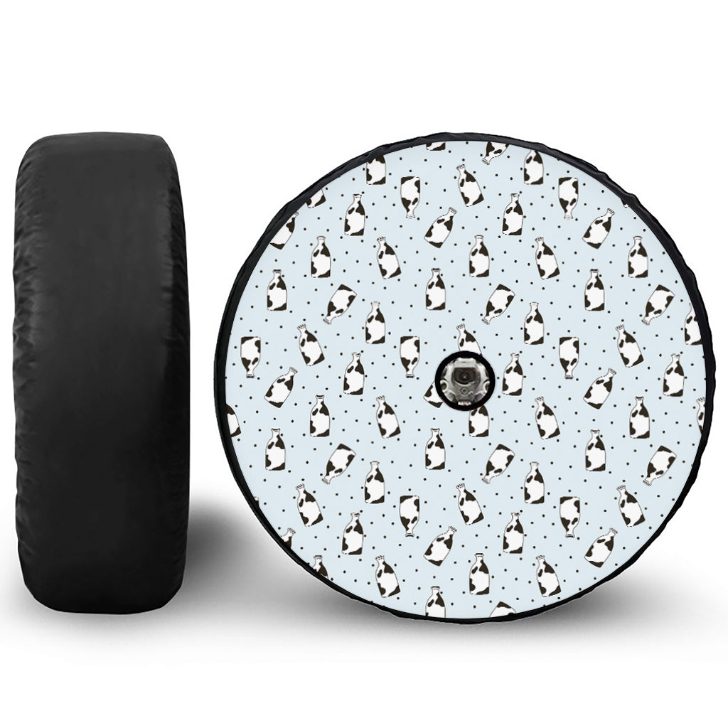 Cow Milk Bottle Pattern Print Tire Cover With Camera Hole
