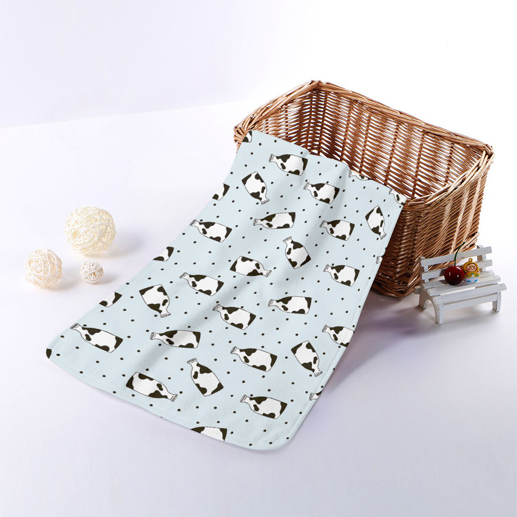 Cow Milk Bottle Pattern Print Towel