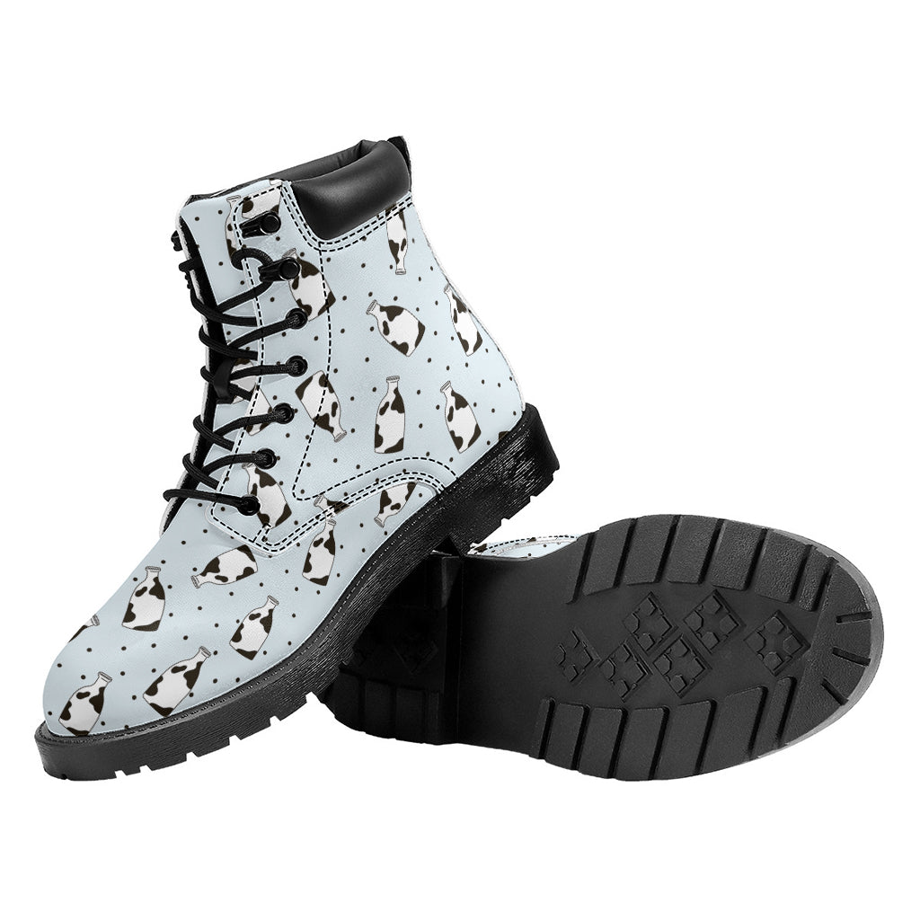 Cow Milk Bottle Pattern Print Work Boots