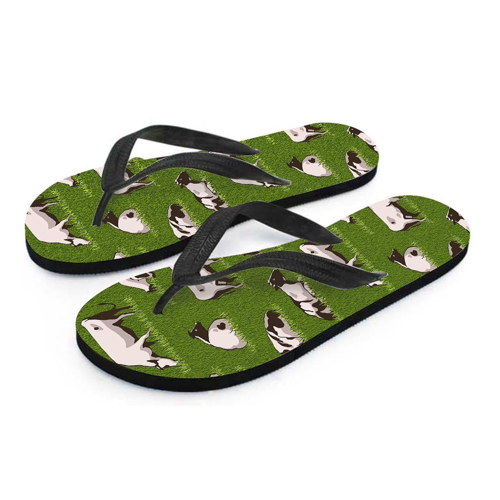 Cow On Green Grass Pattern Print Flip Flops