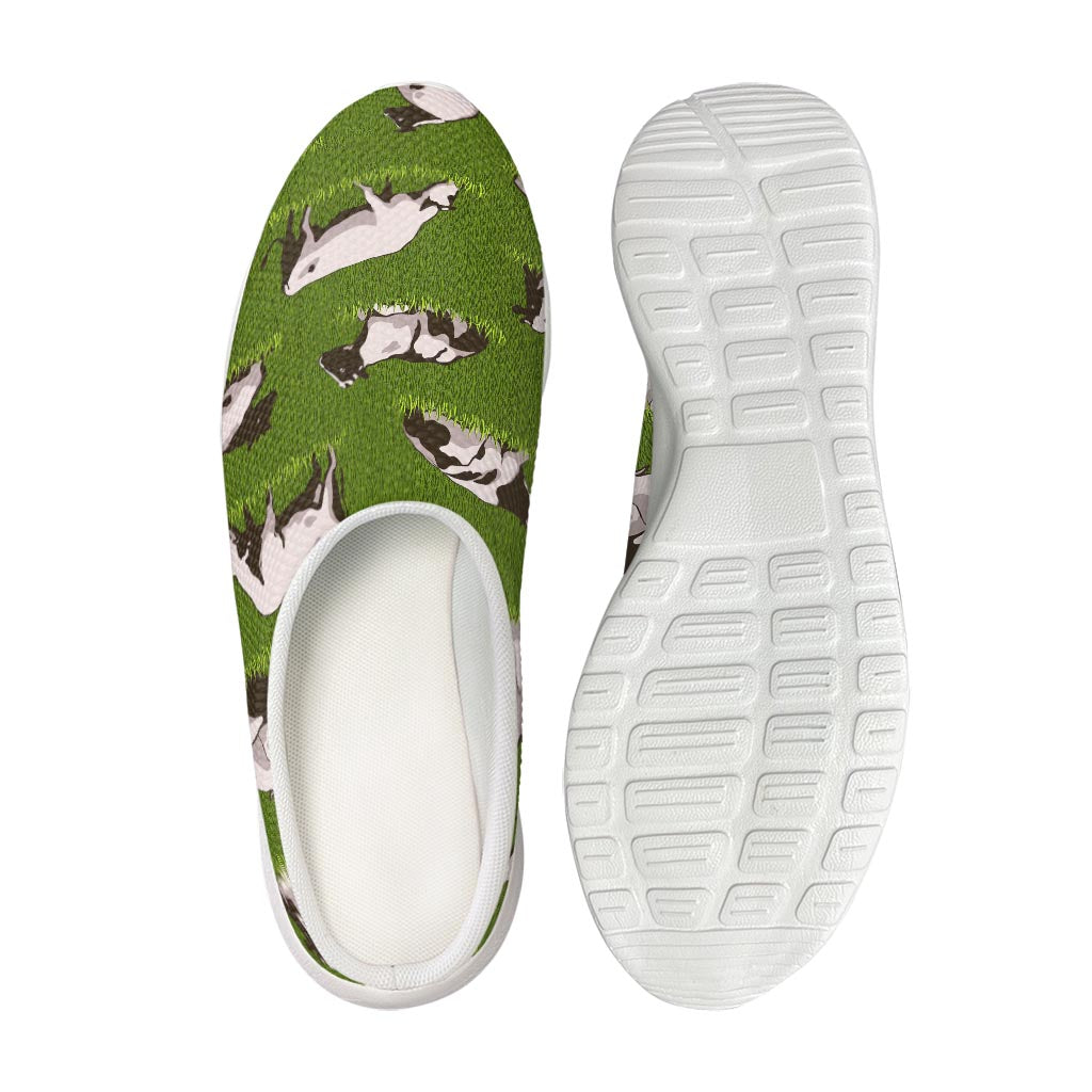 Cow On Green Grass Pattern Print Mesh Casual Shoes