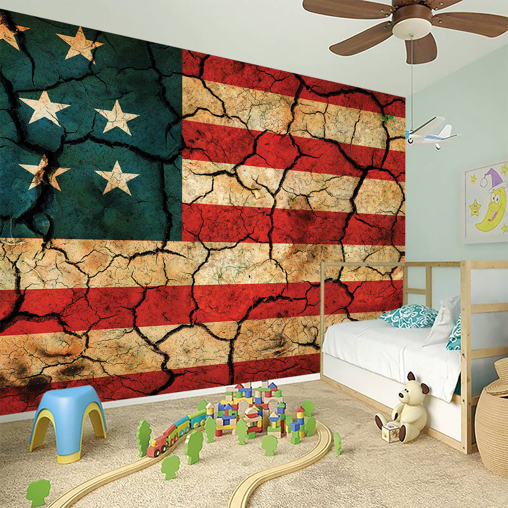 Cracked American Flag Print Wall Sticker
