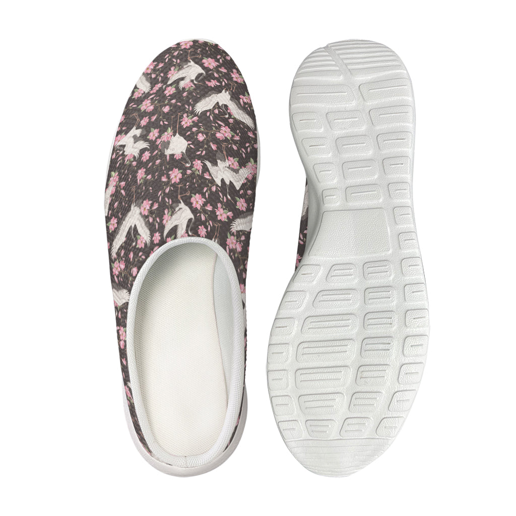 Crane Bird And Flower Pattern Print Mesh Casual Shoes