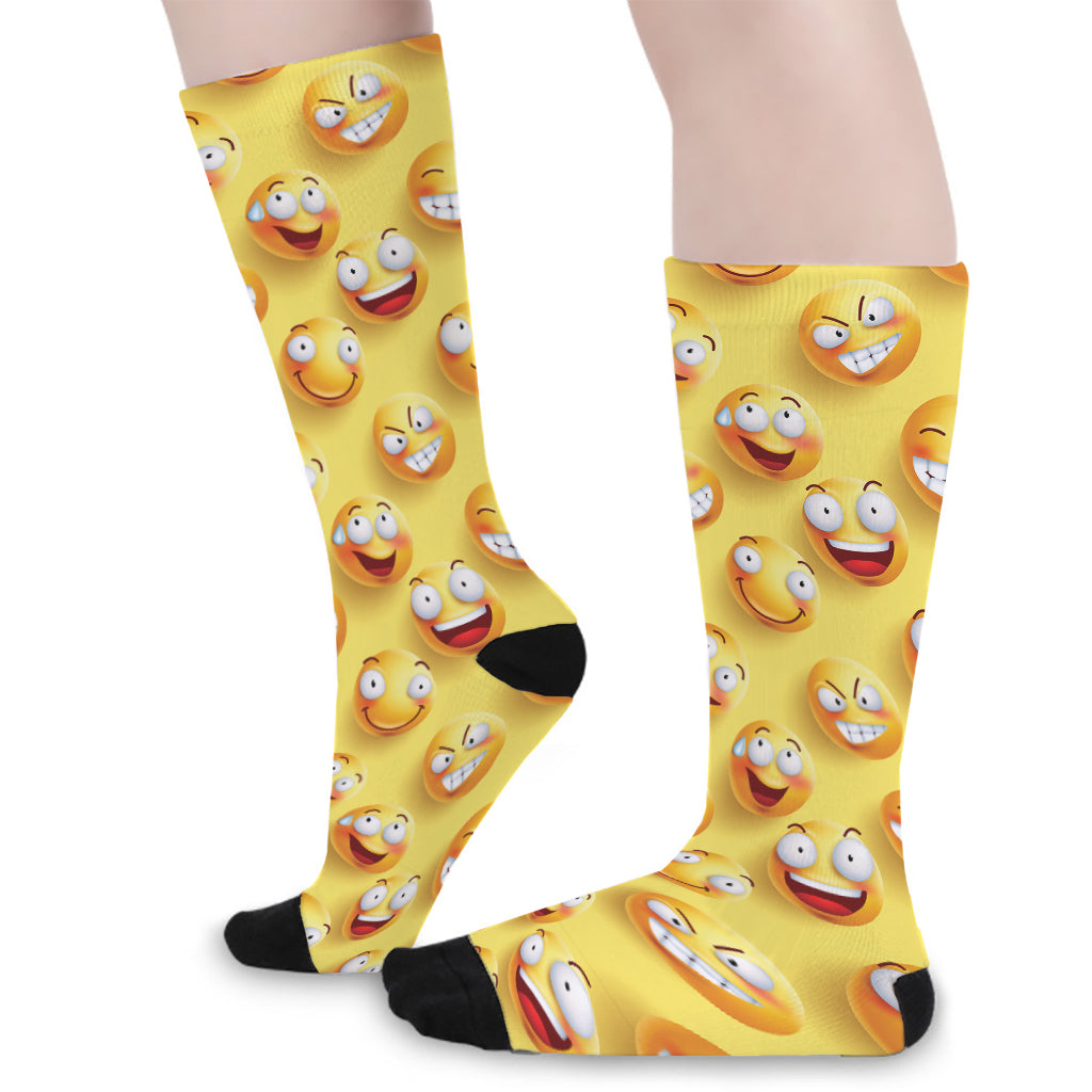 Crazy Emoji Pattern Print Long Socks