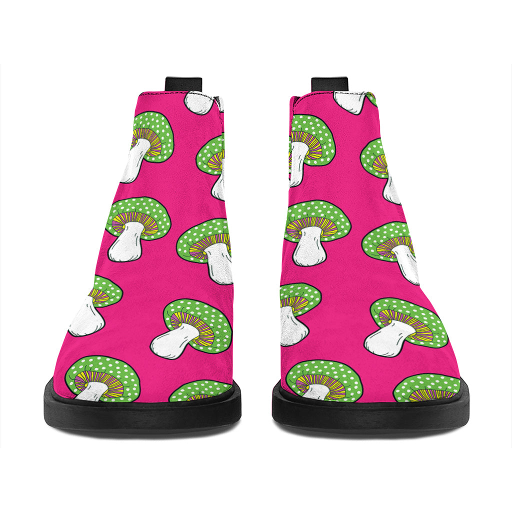 Crazy Mushroom Pattern Print Flat Ankle Boots