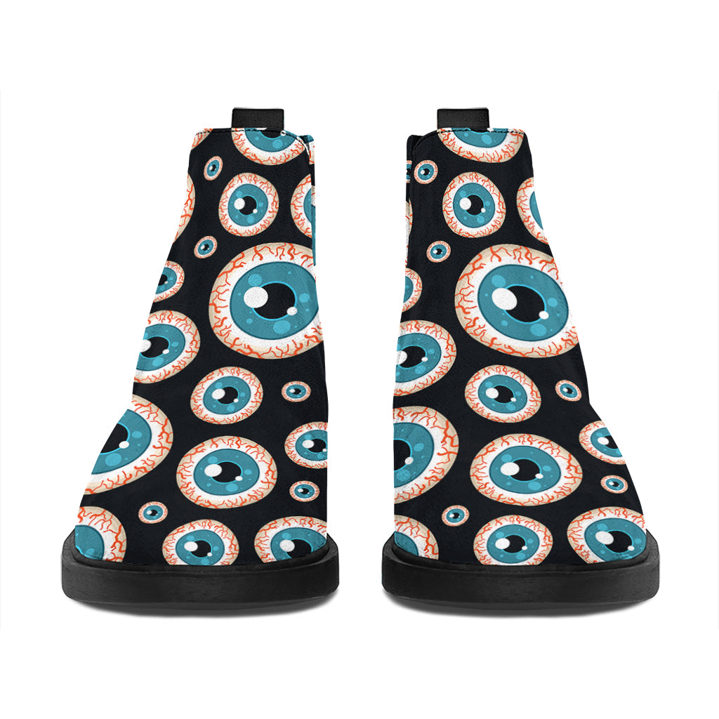 Creepy Eyeball Pattern Print Flat Ankle Boots