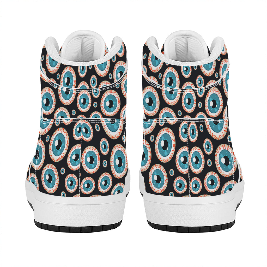 Creepy Eyeball Pattern Print High Top Leather Sneakers