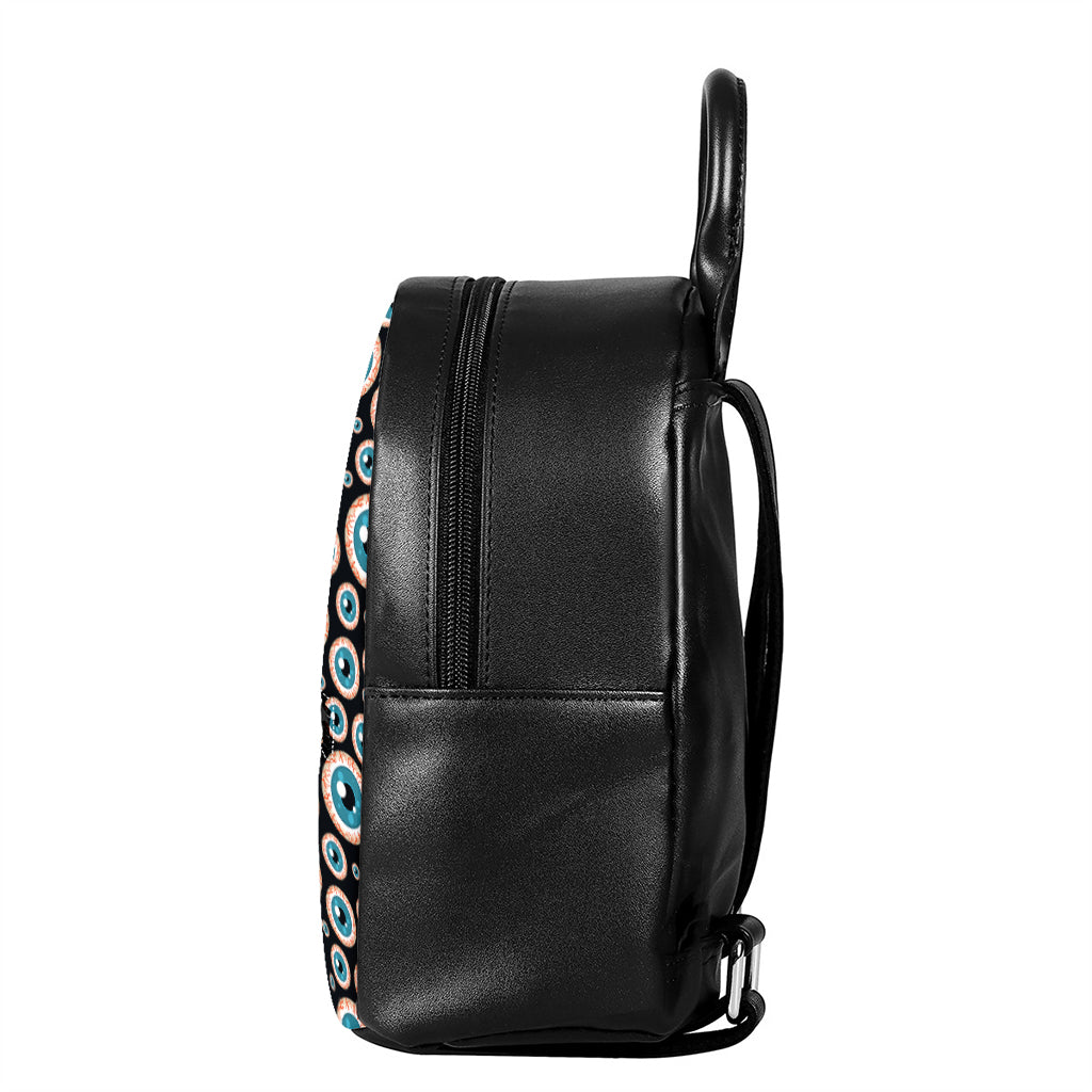 Creepy Eyeball Pattern Print Leather Backpack