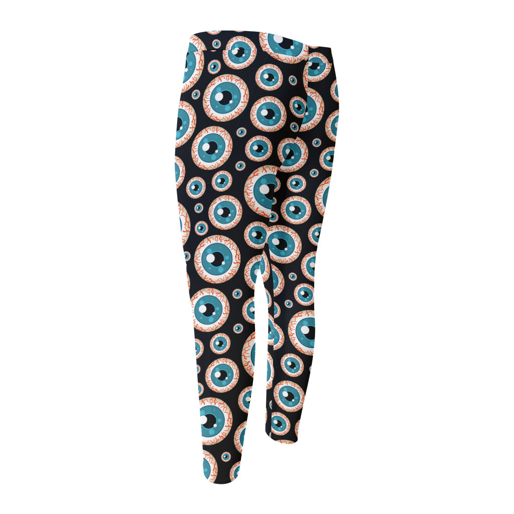 Creepy Eyeball Pattern Print Men's Compression Pants