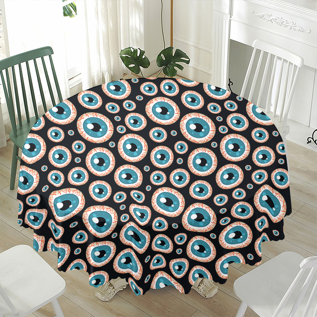 Creepy Eyeball Pattern Print Waterproof Round Tablecloth