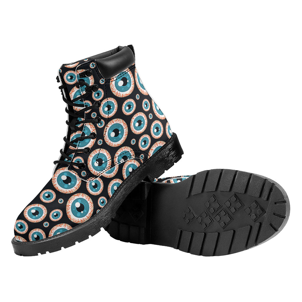 Creepy Eyeball Pattern Print Work Boots