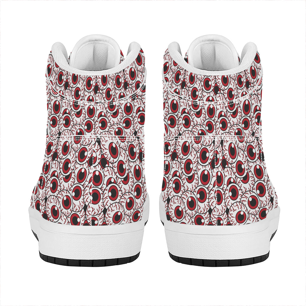 Creepy Red Eyeball Pattern Print High Top Leather Sneakers