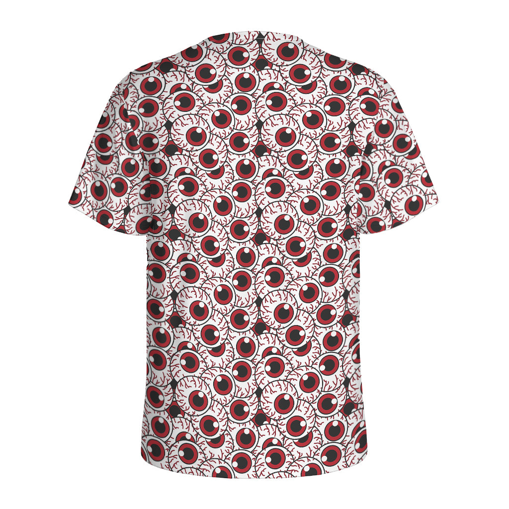 Creepy Red Eyeball Pattern Print Men's Sports T-Shirt