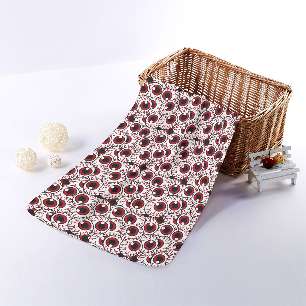 Creepy Red Eyeball Pattern Print Towel