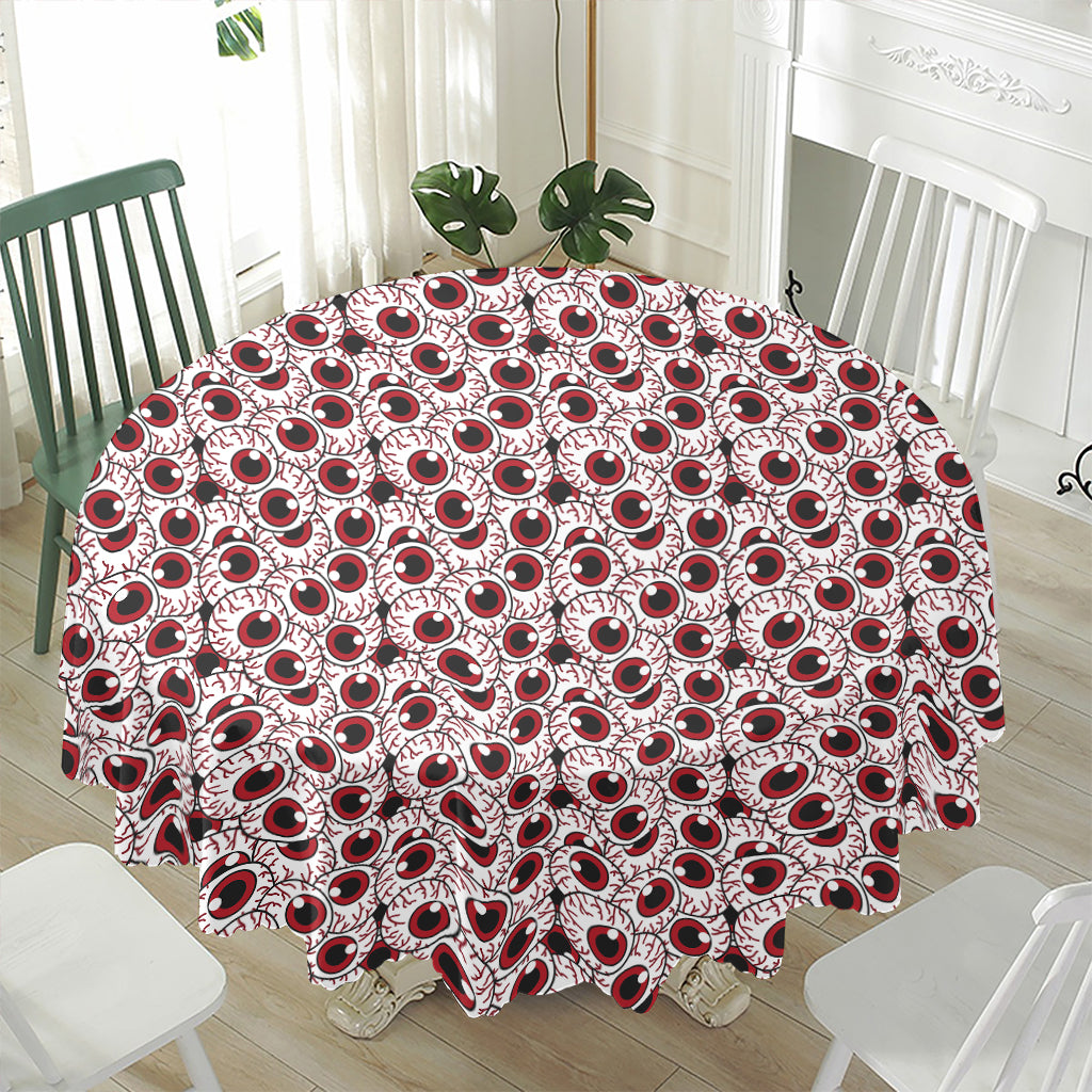 Creepy Red Eyeball Pattern Print Waterproof Round Tablecloth