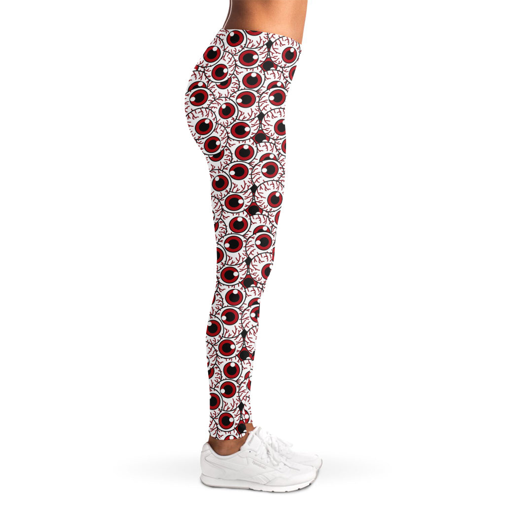Creepy Red Eyeball Pattern Print Women's Leggings