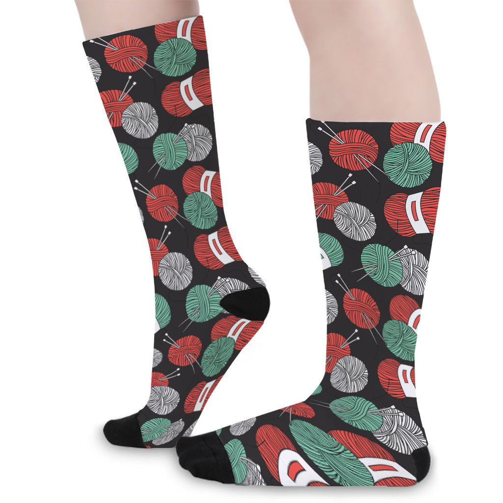 Crochet Yarn Pattern Print Long Socks