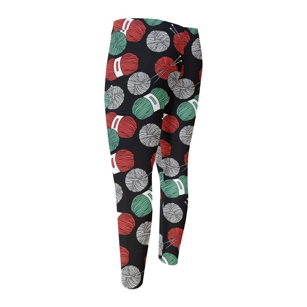 Crochet Yarn Pattern Print Men's Compression Pants