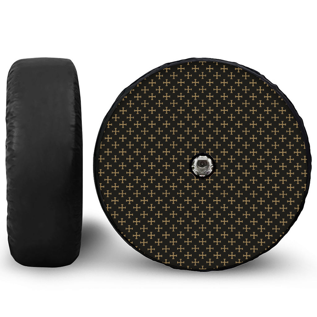 Cross Orthodox Pattern Print Tire Cover With Camera Hole