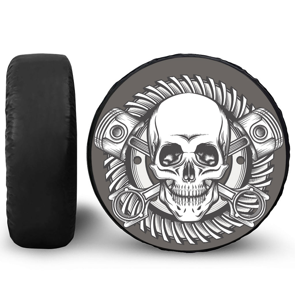 Cross Piston Mechanic Skull Print Tire Cover