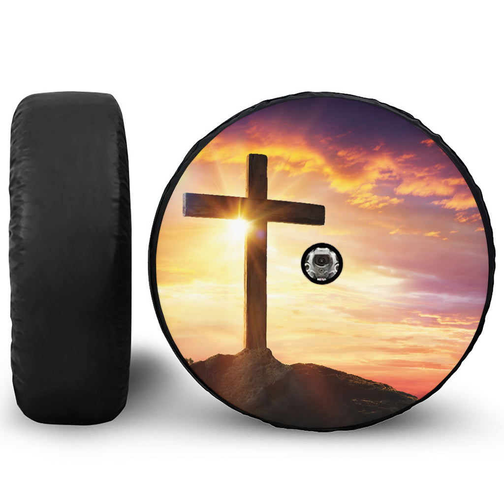 Crucifixion Of Jesus Christ Print Tire Cover With Camera Hole