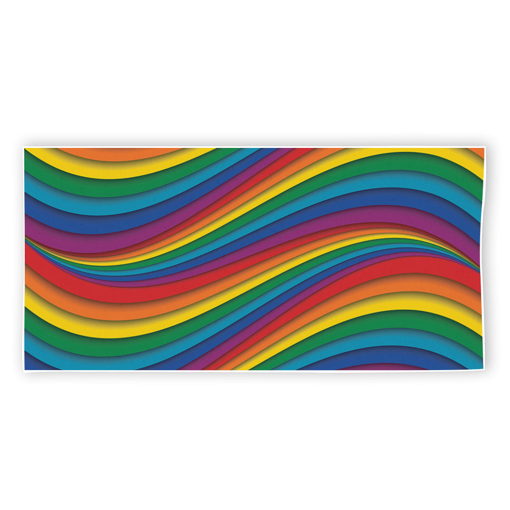 Curved Rainbow Pattern Print Beach Towel