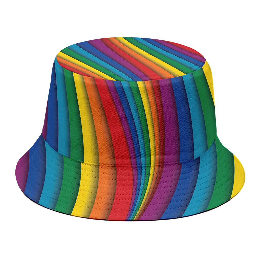 Curved Rainbow Pattern Print Bucket Hat