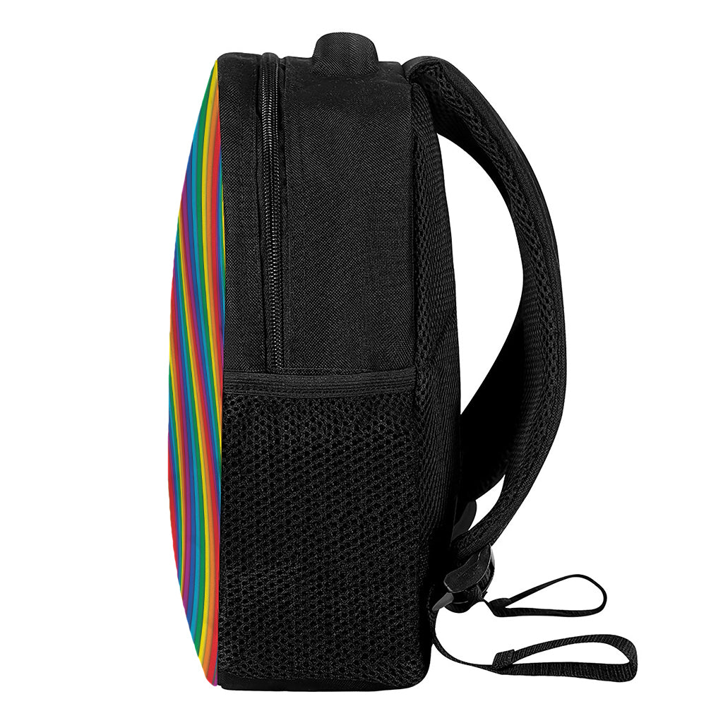 Curved Rainbow Pattern Print Casual Backpack