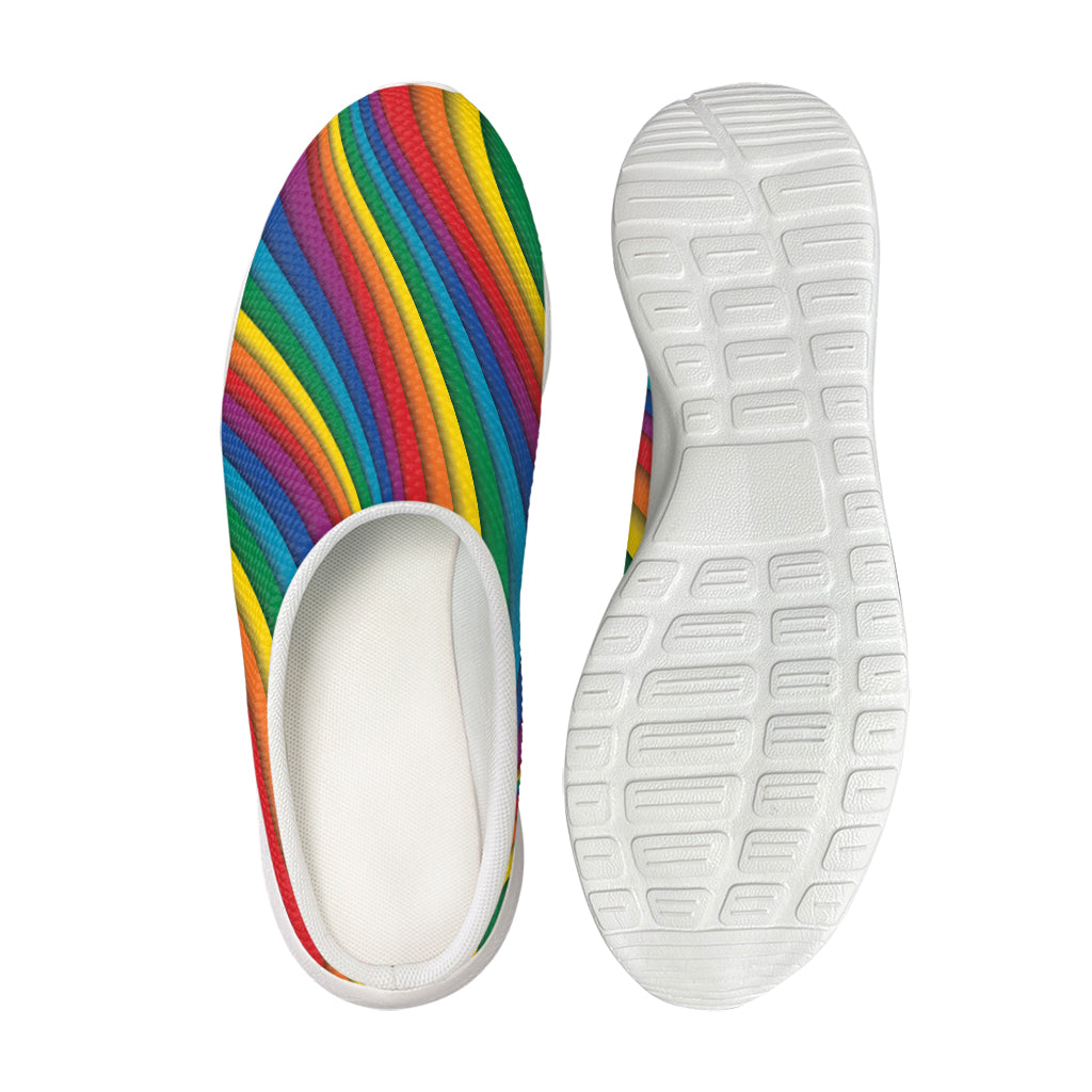 Curved Rainbow Pattern Print Mesh Casual Shoes