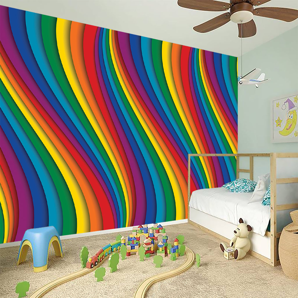 Curved Rainbow Pattern Print Wall Sticker