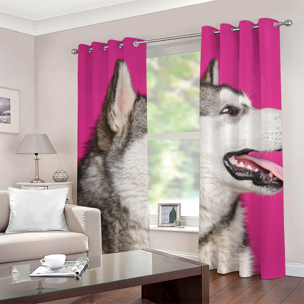 Cute Alaskan Malamute Print Grommet Curtains