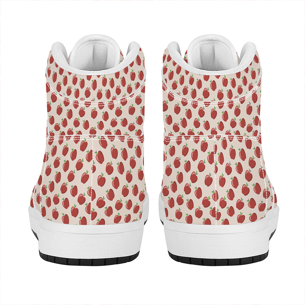 Cute Apple Pattern Print High Top Leather Sneakers