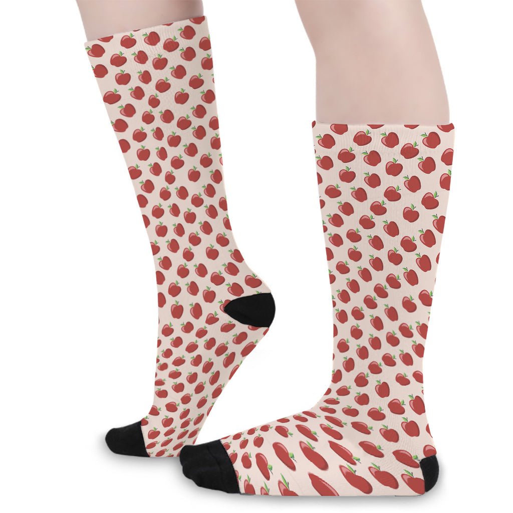 Cute Apple Pattern Print Long Socks