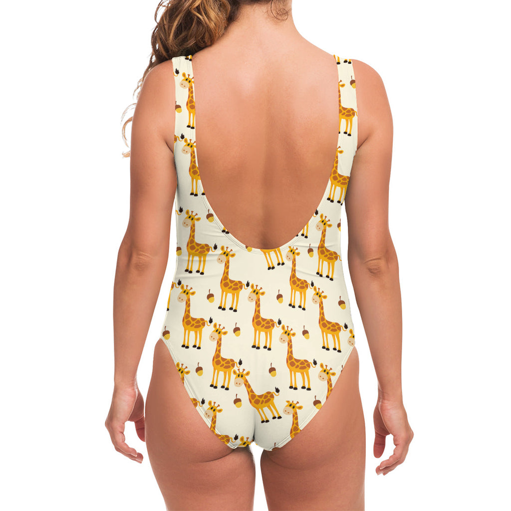 Cute Baby Giraffe Pattern Print One Piece Swimsuit